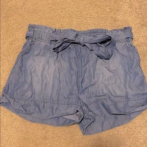 Sneak Peak denim style high waisted shorts!